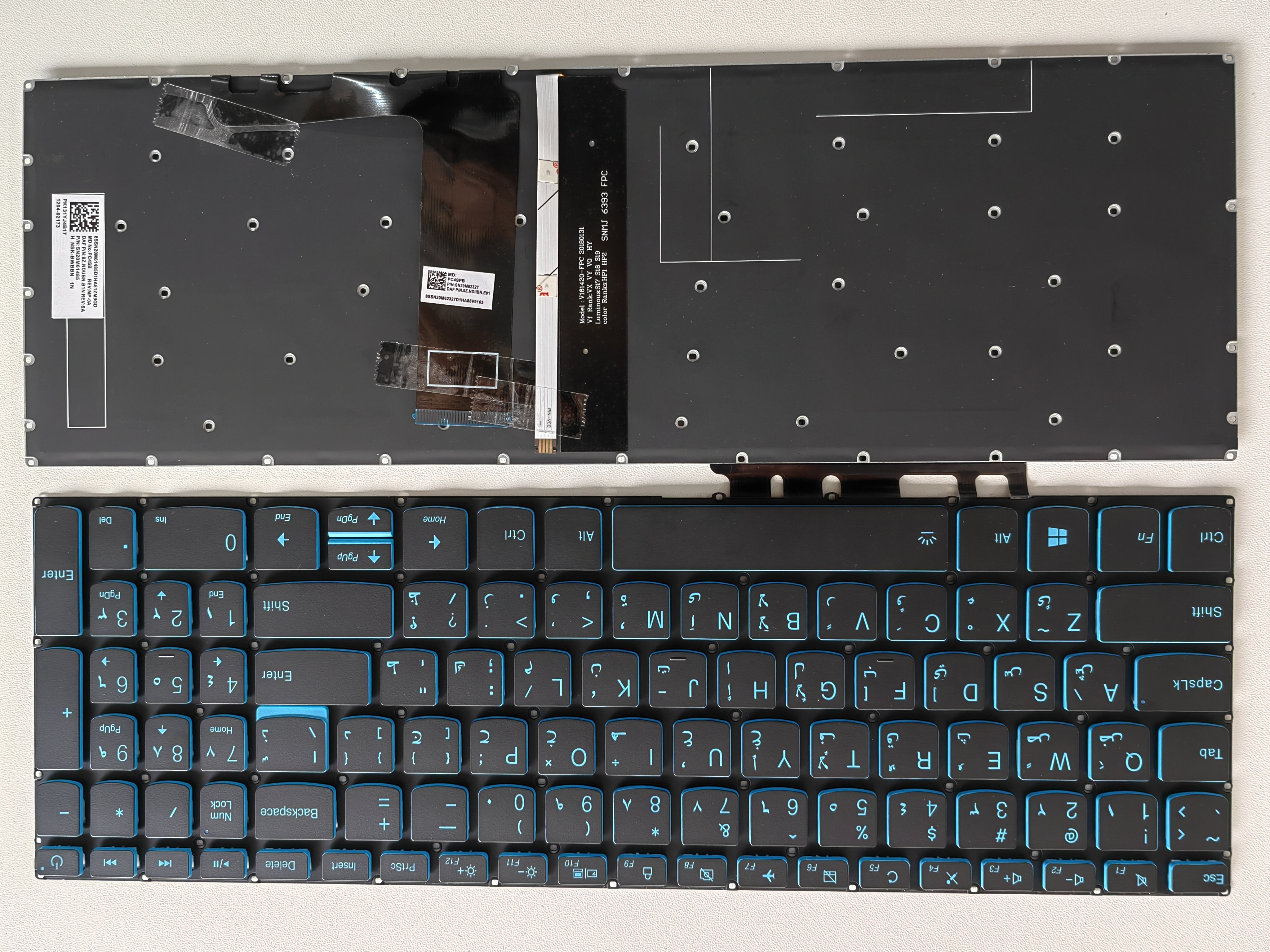Picture of New Replacement Laptop Keyboard For LENOVO 320-15/L340-15/340C-15 with switch BLACK Backlit,Blue Printing,Blue Side (OEM) AR Layout